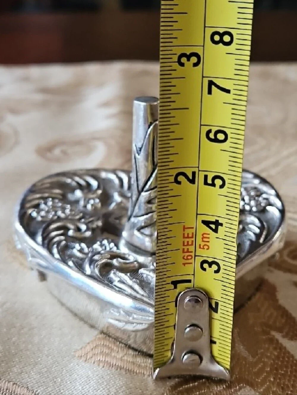 Vintage 1992 Godinger Silver Plated Heart Ring Holder - Ornate Floral